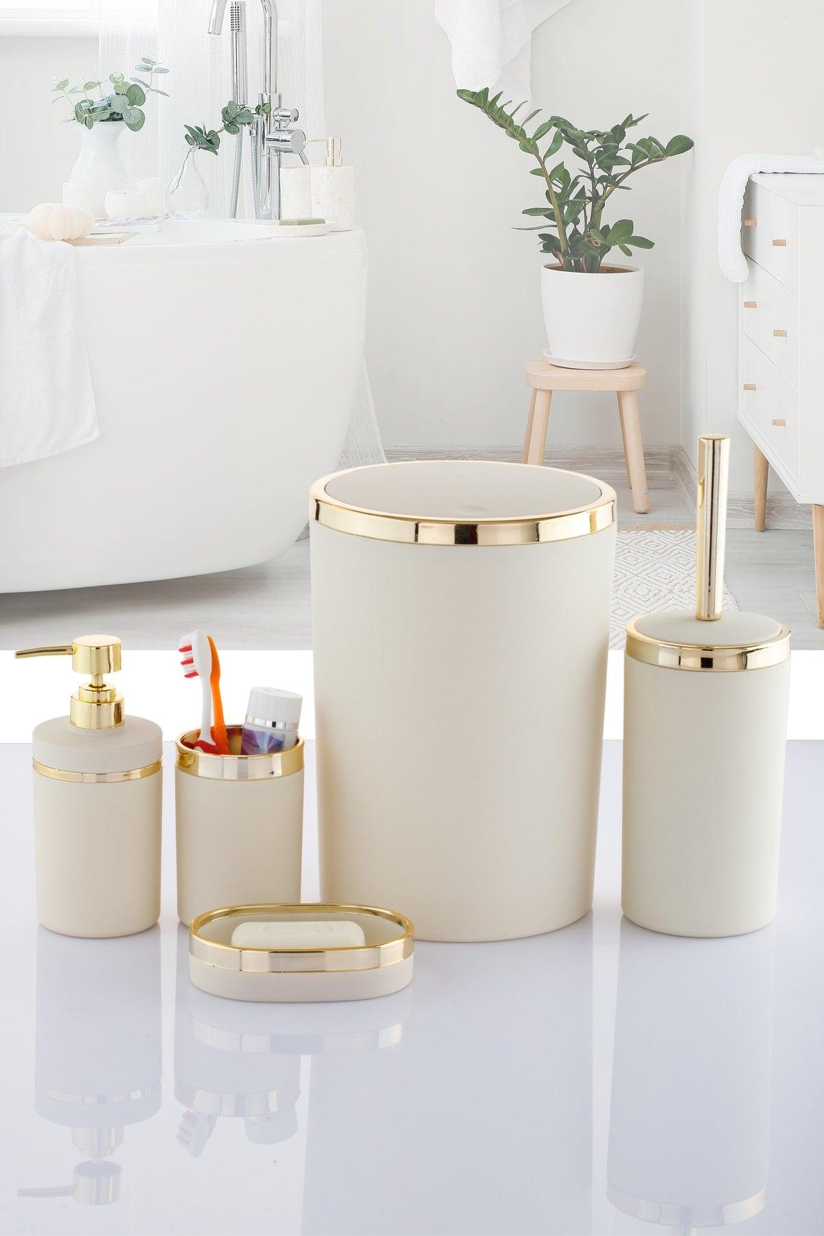 5 Piece Bath Set Matted Saturated Soft Color Tone Gold And Silver Plated - Swordslife