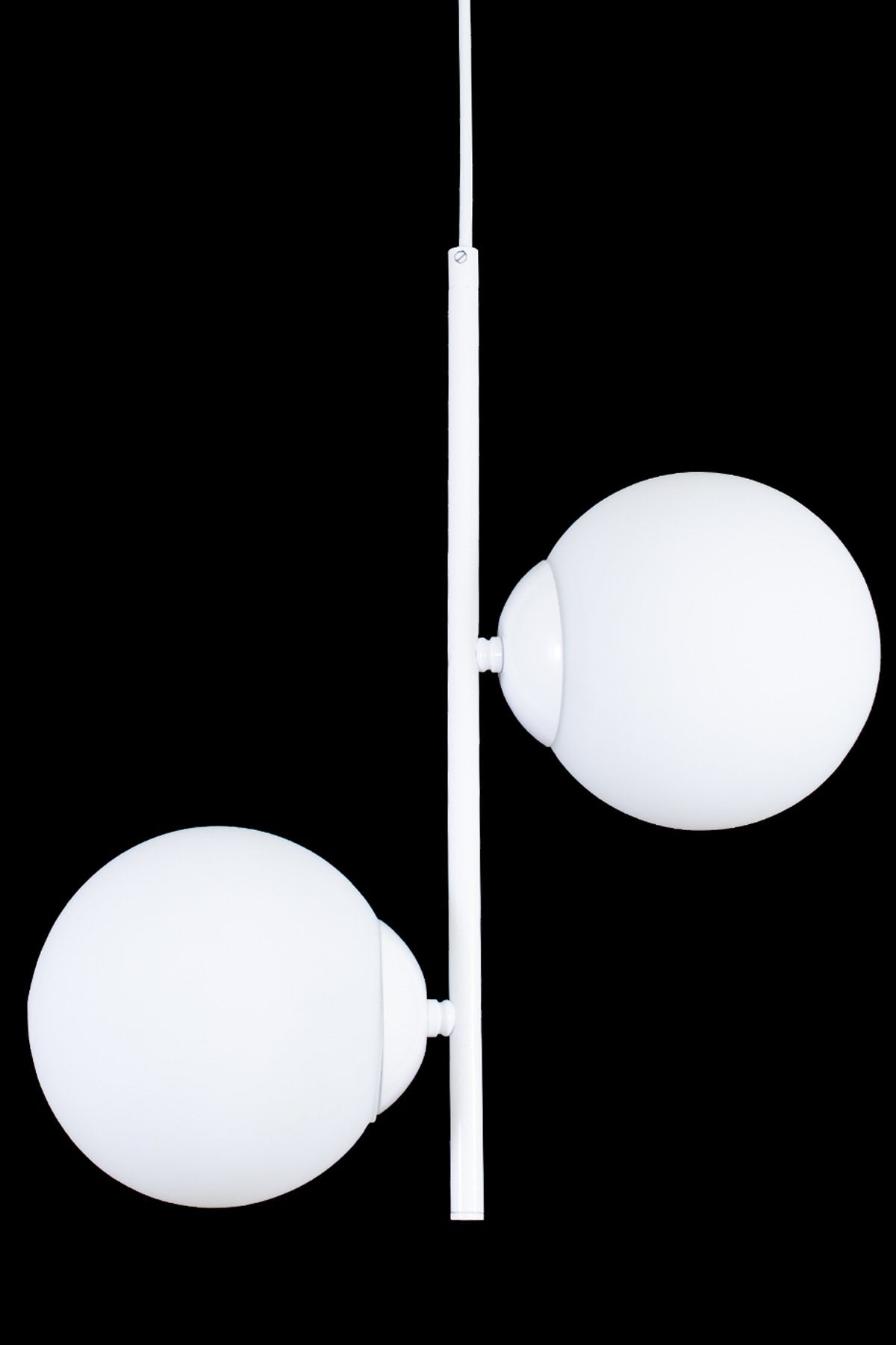 Double Modern White Globe Glass White Chandelier