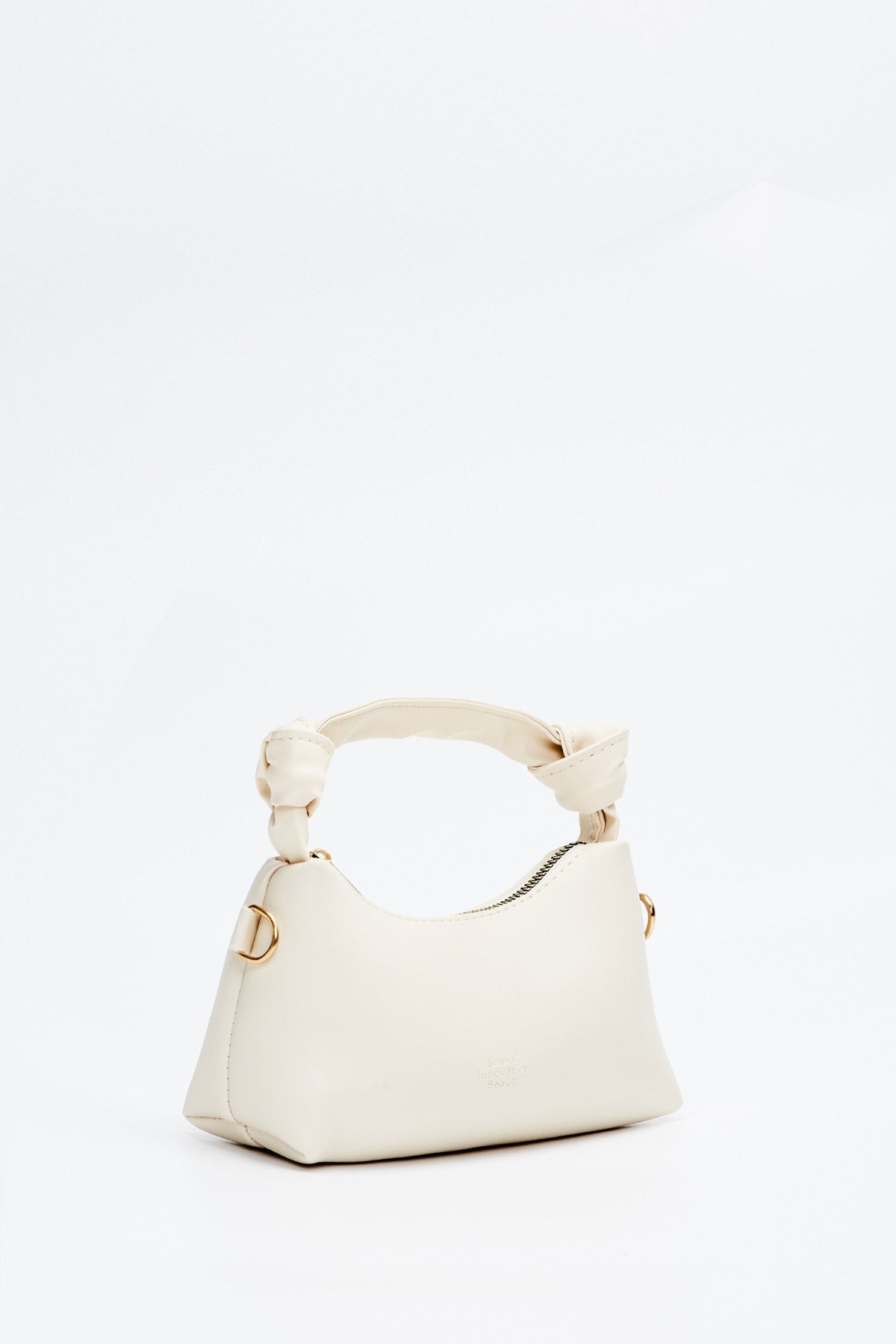 Cream Shk24 Soft Leather Knot Detailed Chain Strap Hand and Shoulder Bag L:14 E:22 W:8 cm