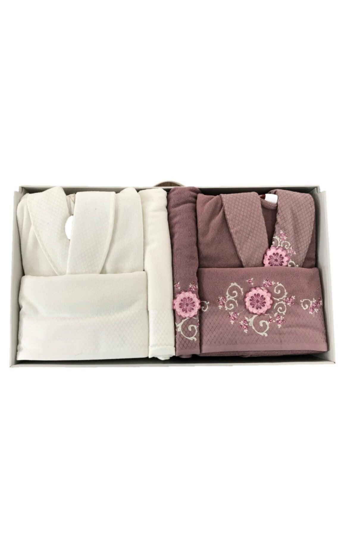 Mariposa Bathrobe Set Cream - Plum - Swordslife