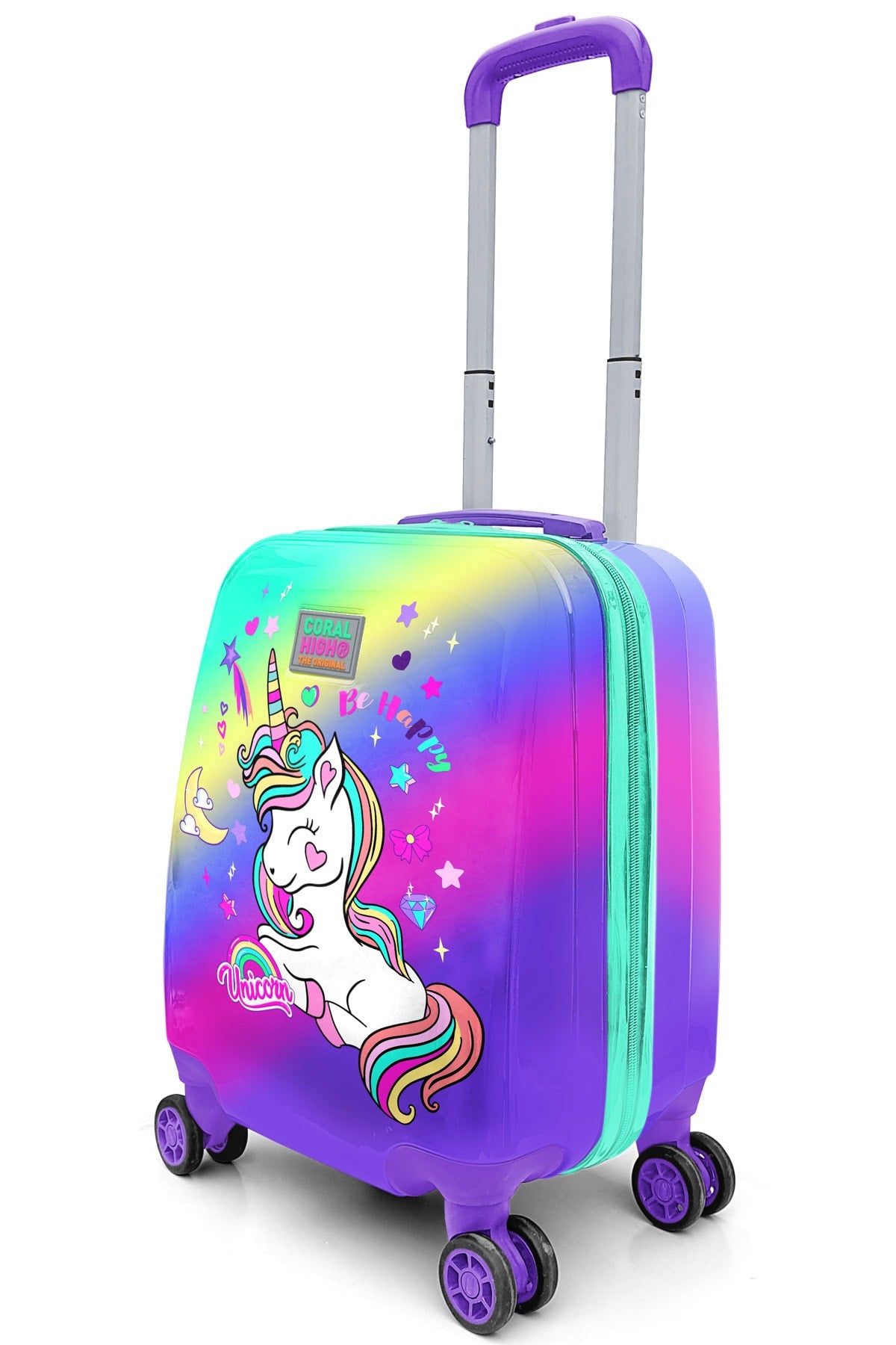 Kids Lavender Water Green Unicorn Patterned Kid's Suitcase 16701