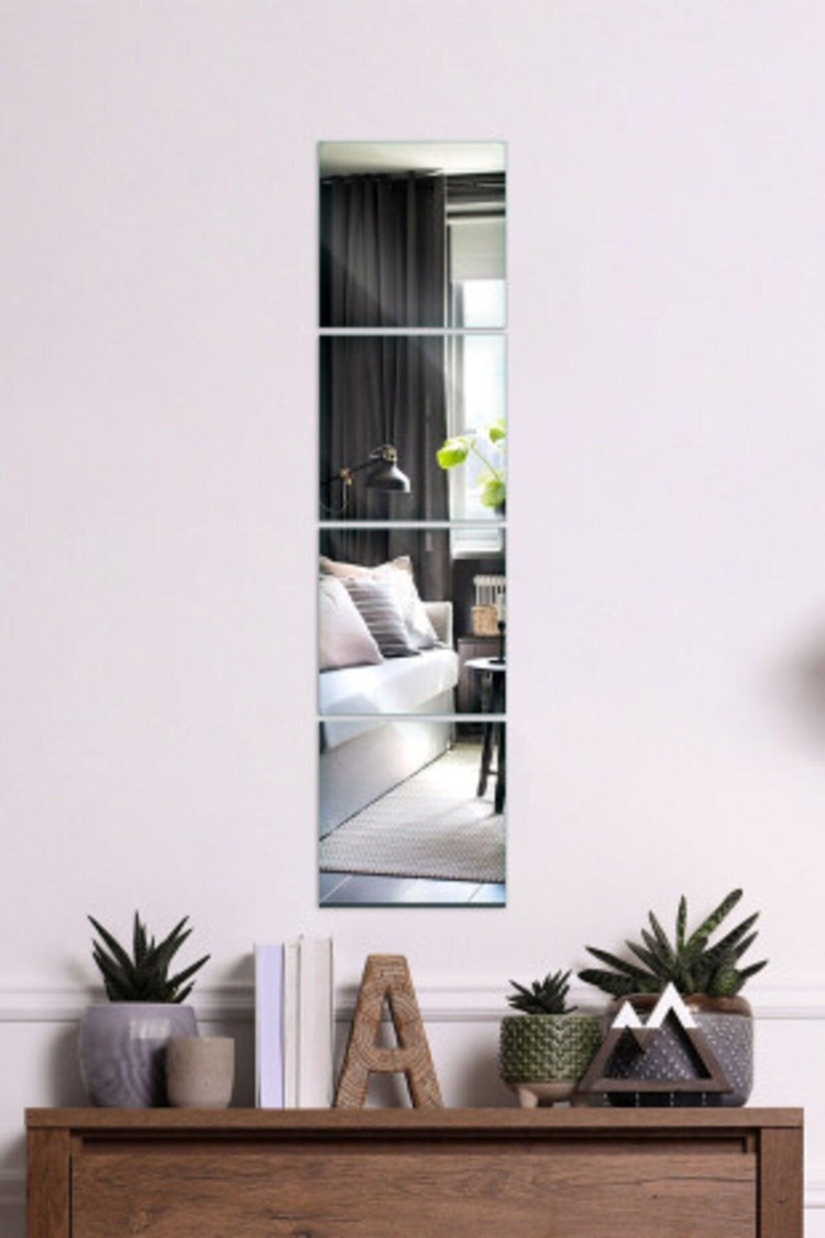 Mirror 4 Pieces Square Decorative Wall Mirror 25x25 Cm - Swordslife