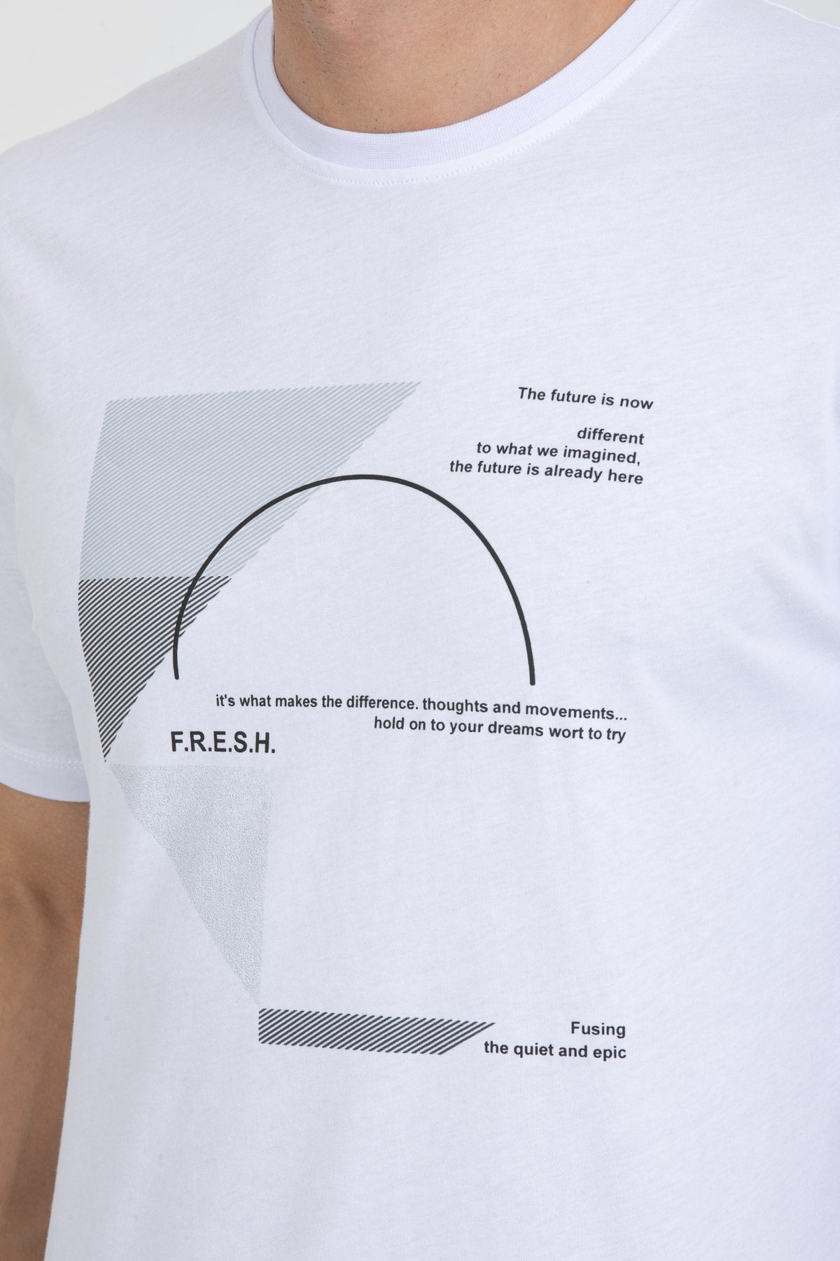 Men's Printed T-Shirt Regular Fit White