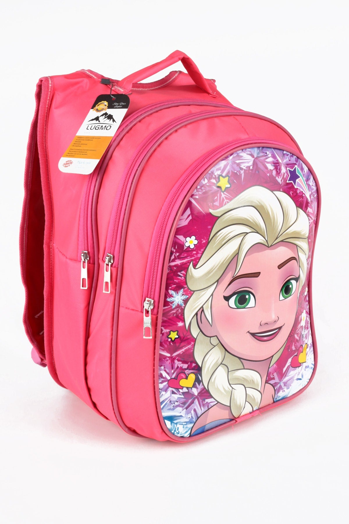 Middle School Primary School Bag and Lunch Box 3 Pockets Pad Elsa Head Pink