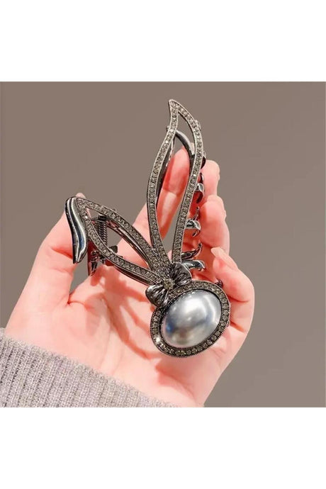 So-Much New Trend Metal Pearl Detailed Full Stone Clasp Anthracite - Swordslife