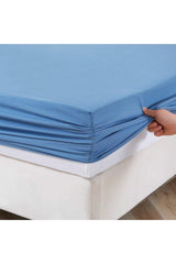 100x200 Single Elastic Combed Cotton Bed Sheet 100% Cotton Blue - Swordslife