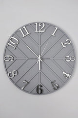 - Diagonal Lines - Gray & Silver - 50cm Wall Clock - Swordslife