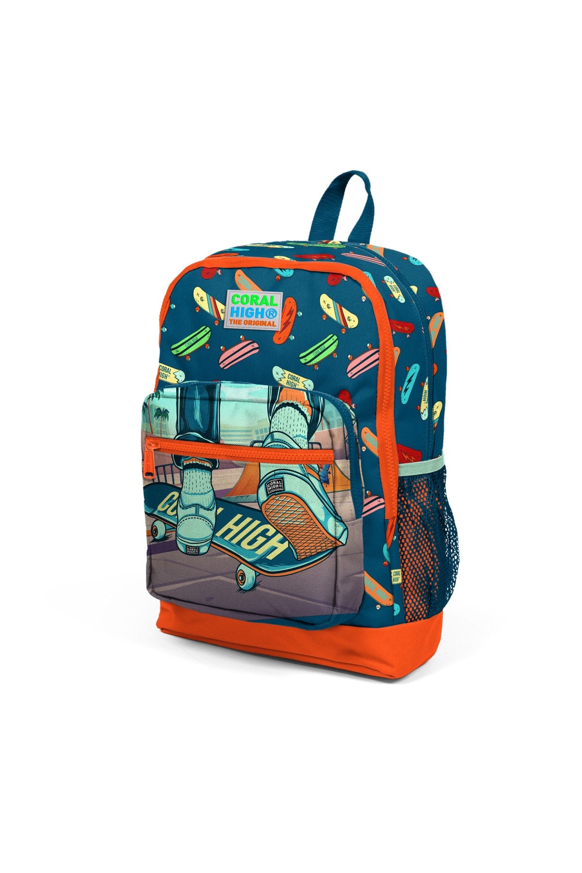 Kids Four Compartment Skateboard Patterned 3-Pack School Bag Set