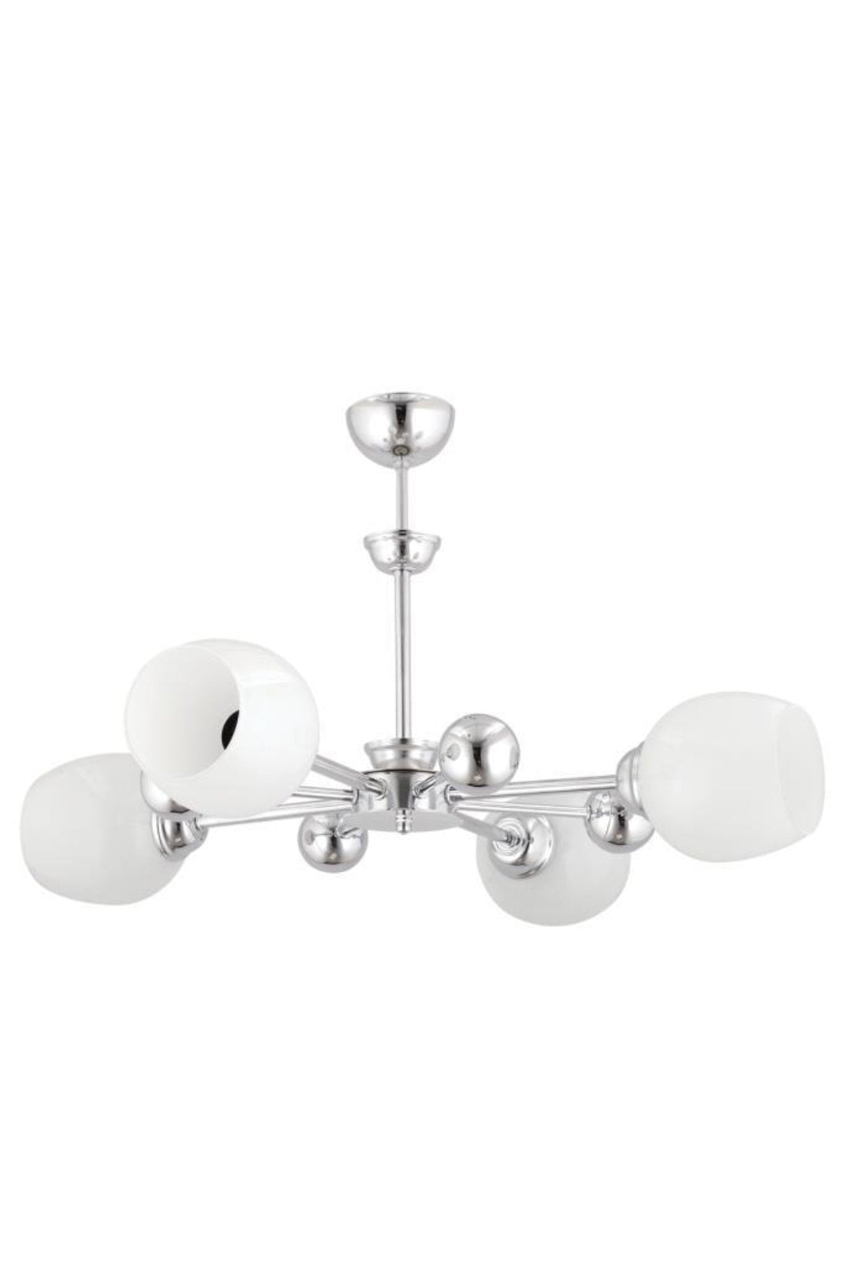 Nairobi 4-Piece Silver White Opaque Glass Chandelier