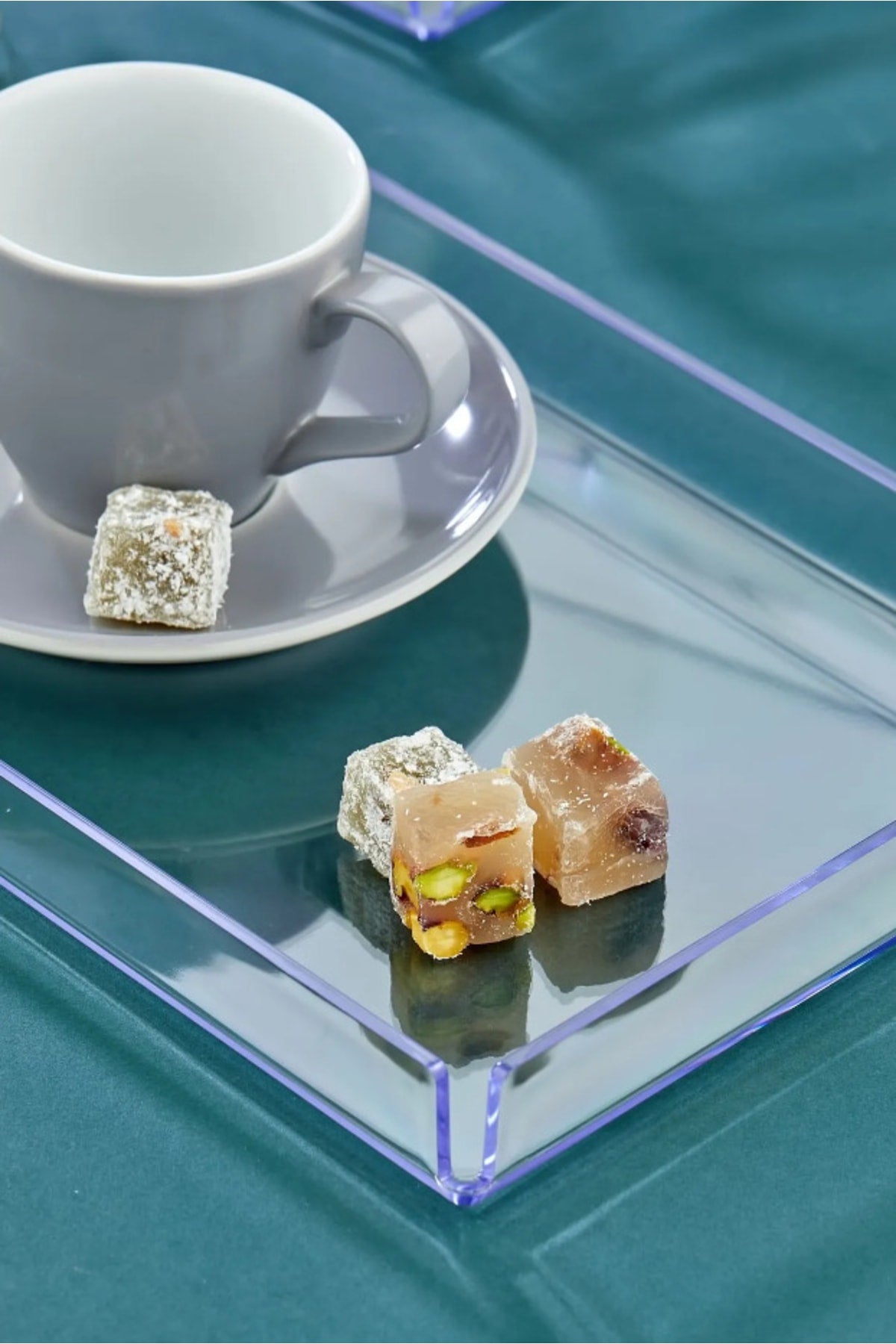 6 Pieces Crystal Serving Tray - Transparent Coffee Presentation 6 Pieces Decorative Special Series Trays