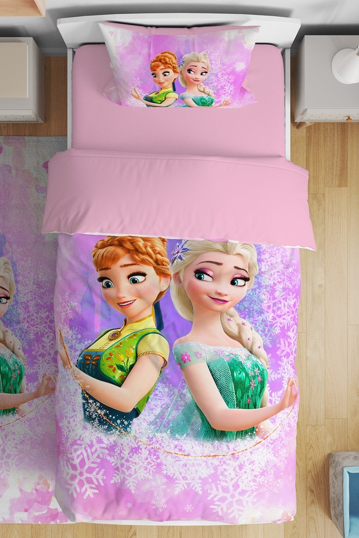 Pink Crystals Dream Castle Princesses Patterned Single Baby Kids Duvet Cover Set