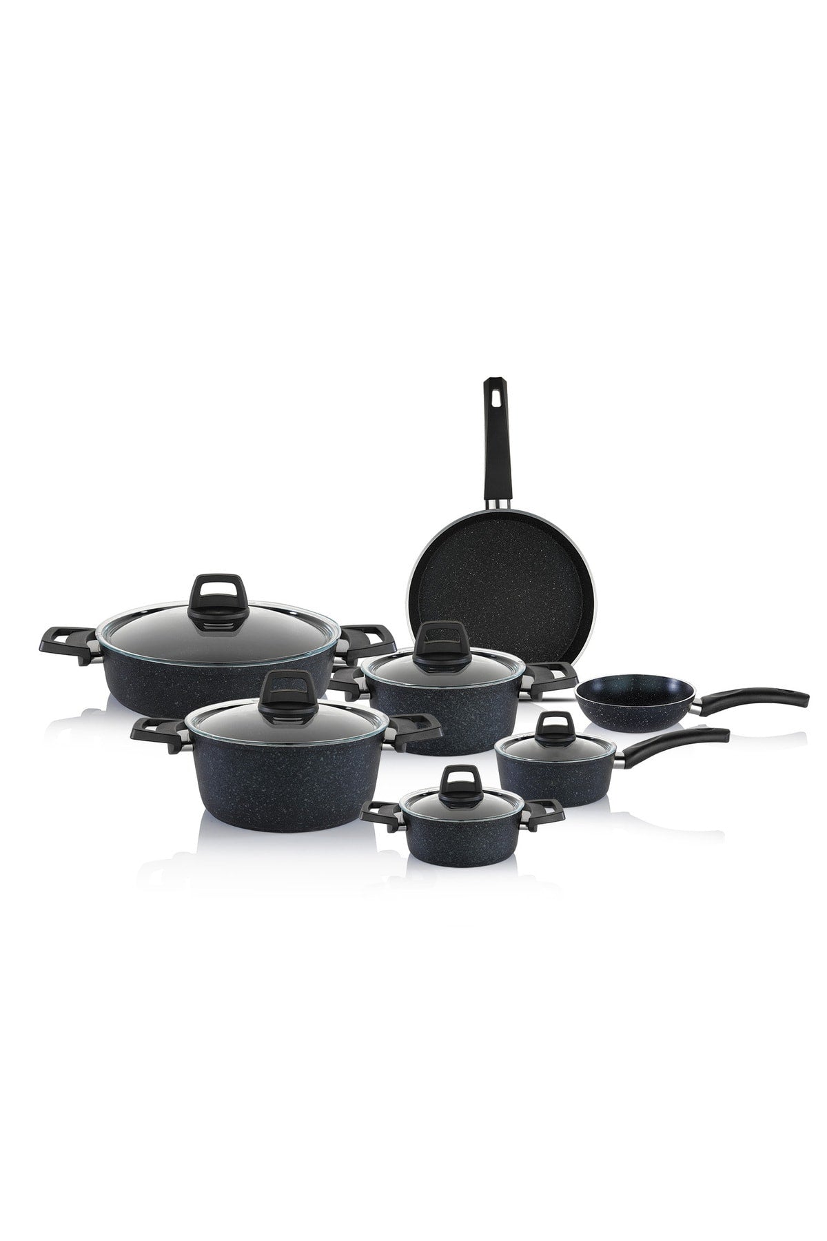 Dark Storm Yy Cookware Set 12 Pieces - Black