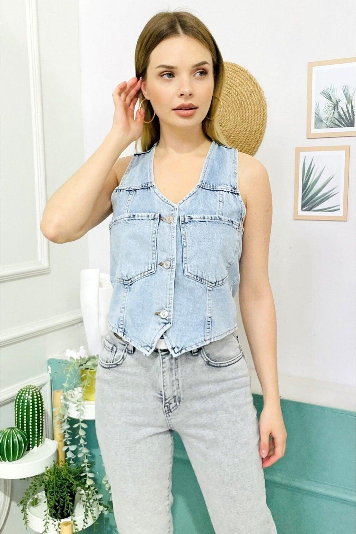 Oversized Triangle Denim Vest - Swordslife