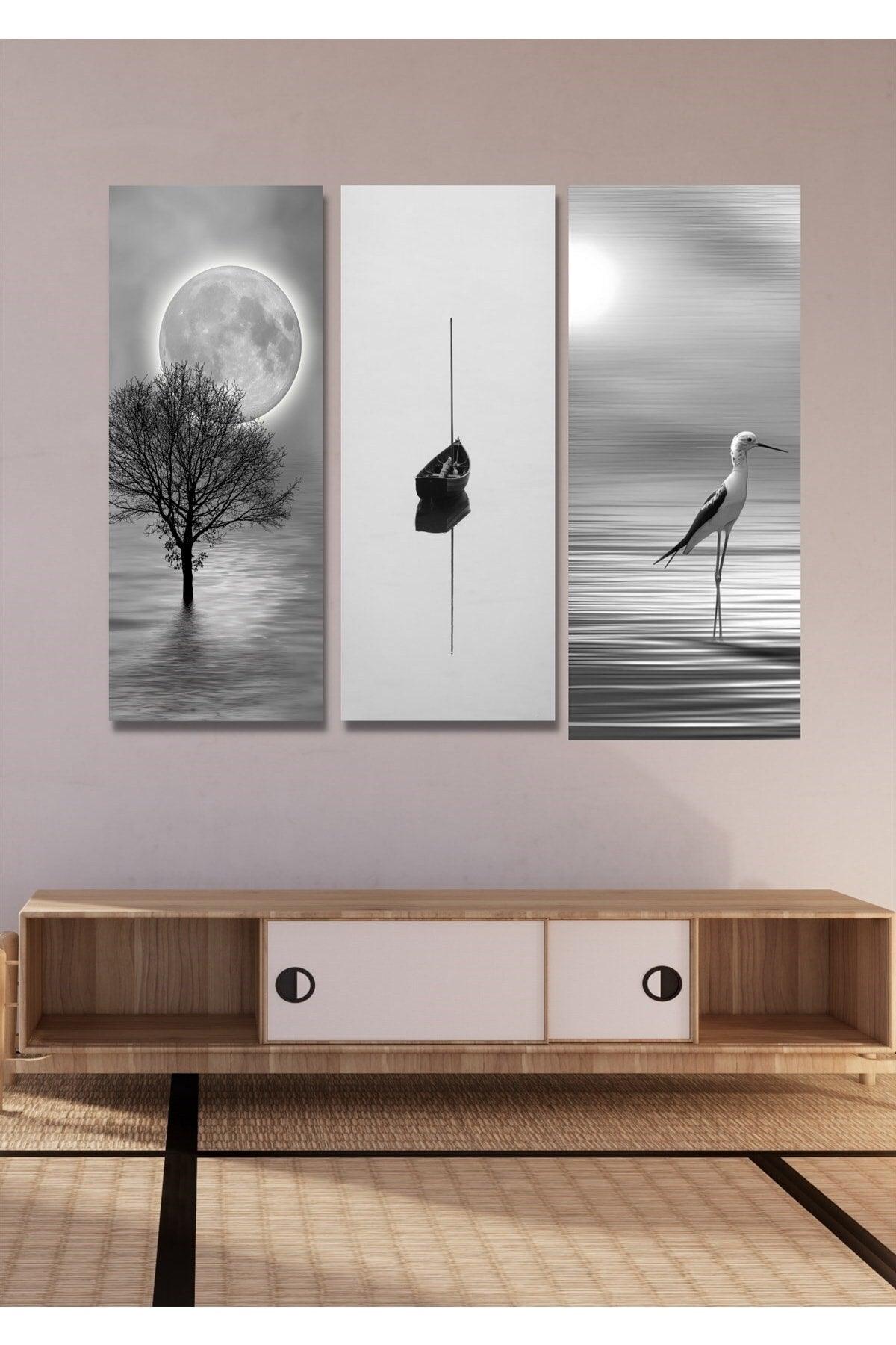 3 Piece Wood White Nature Wall Decor - Table Set For Living Room Living Bedroom Cafe Hallway Kitchen - Swordslife