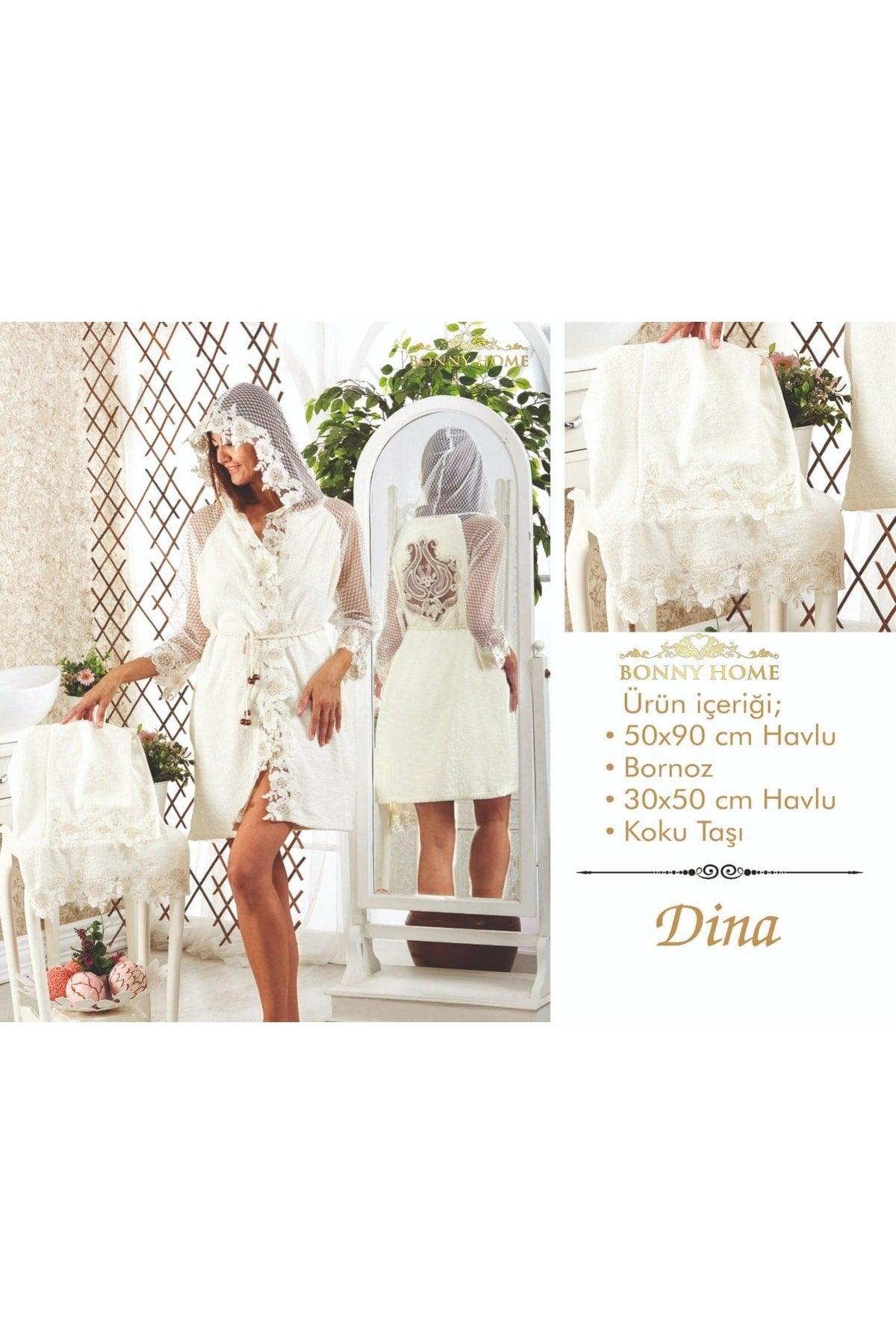 Dina Cream Ladies French Lace Dowry Bridal Bath Honeymoon Bathrobe Set - Swordslife