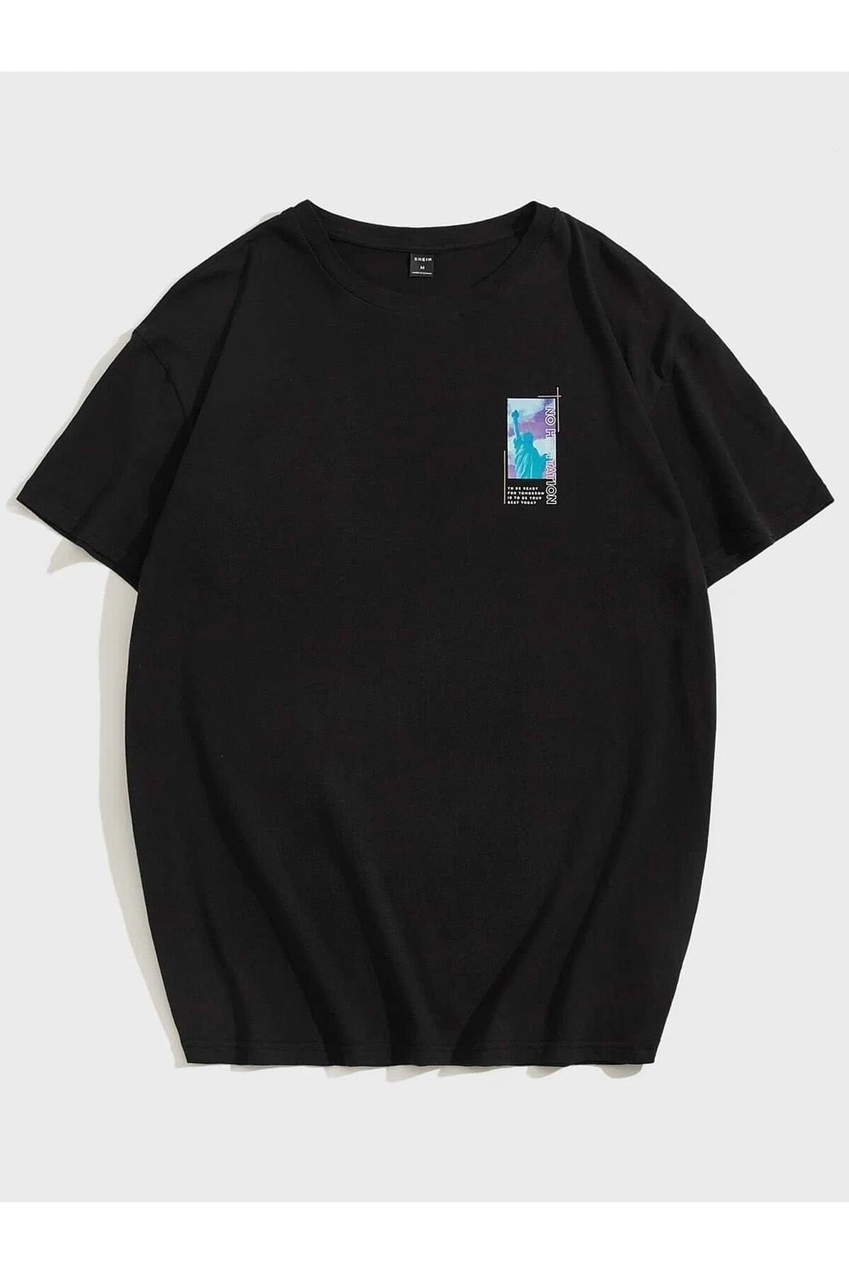 Men's Black Oversize Dawn Printed T-shirt