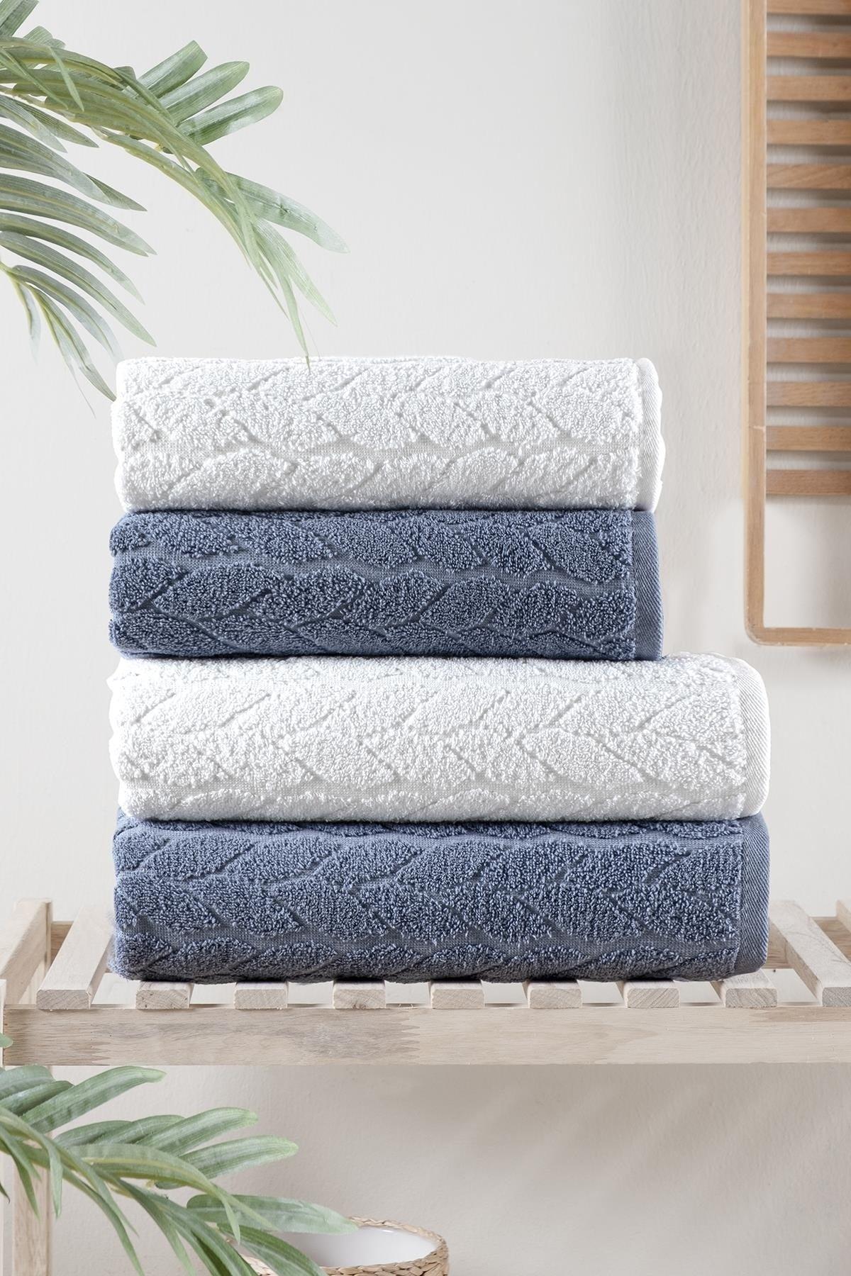 4 Pcs Bath Towel Set Turkish Bath Set 100% Cotton - Swordslife