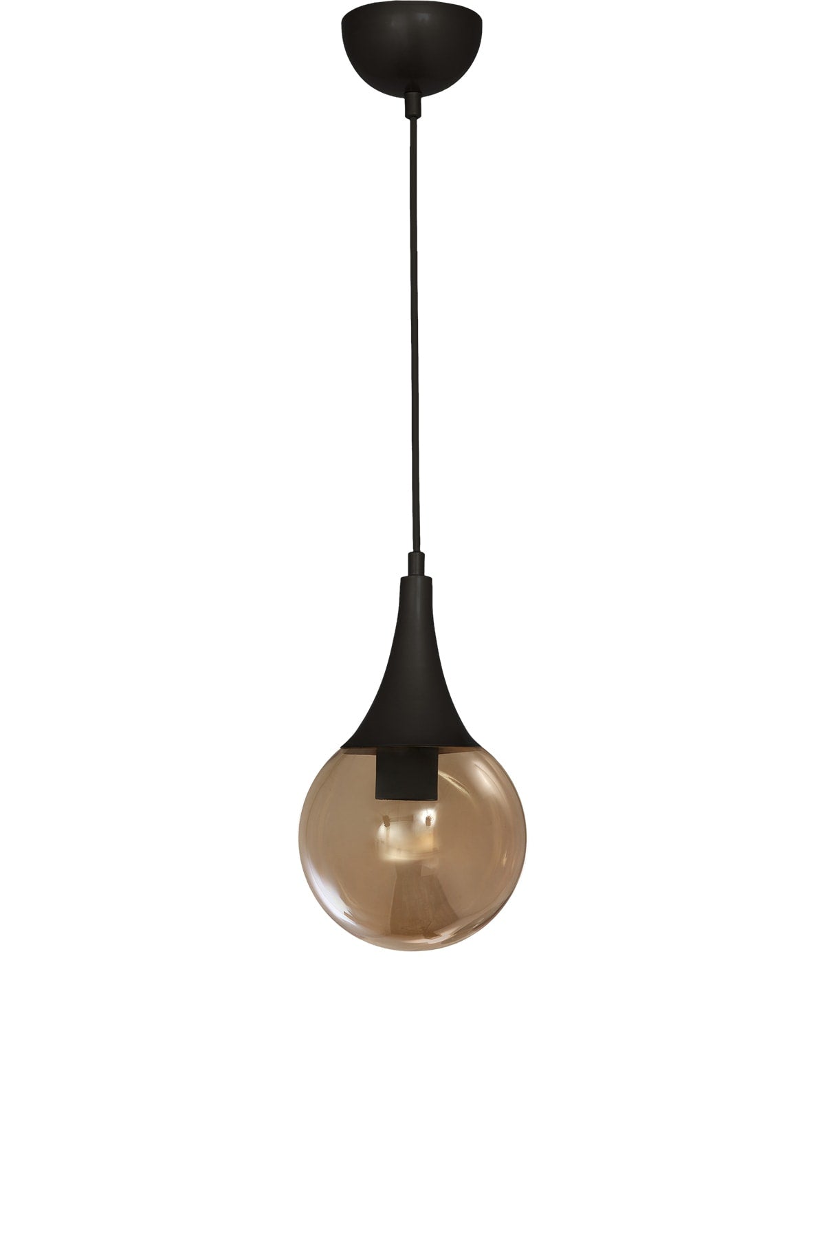 Single Drop Black Round Honey Glass Pendant Lamp Chandelier