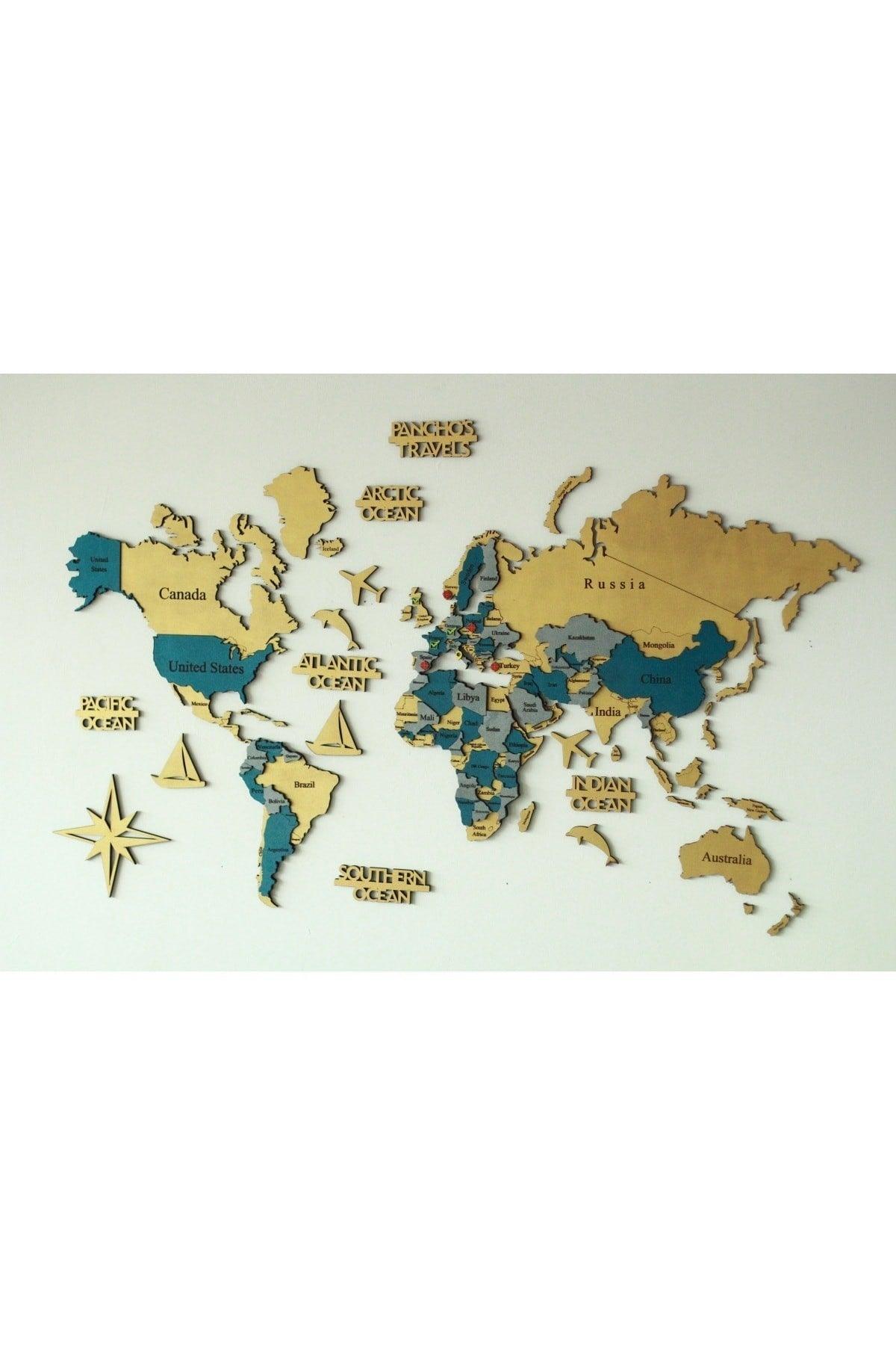 3D Wooden World Map, Wooden Wall Decor, Wall Painting, Real World Map, decoration - Swordslife