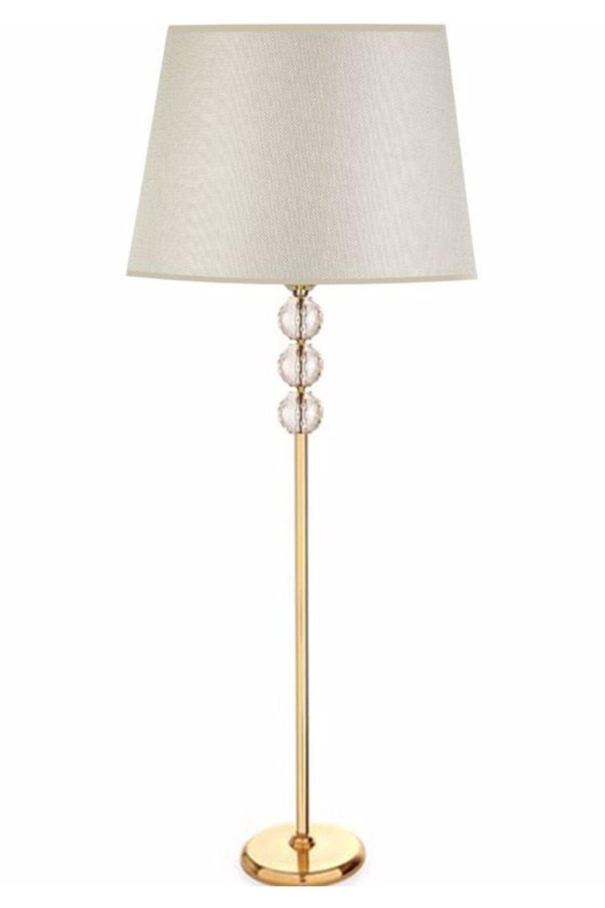 3 Crystal Stone Gold Metal Leg Floor Lamp Has Beige - Swordslife