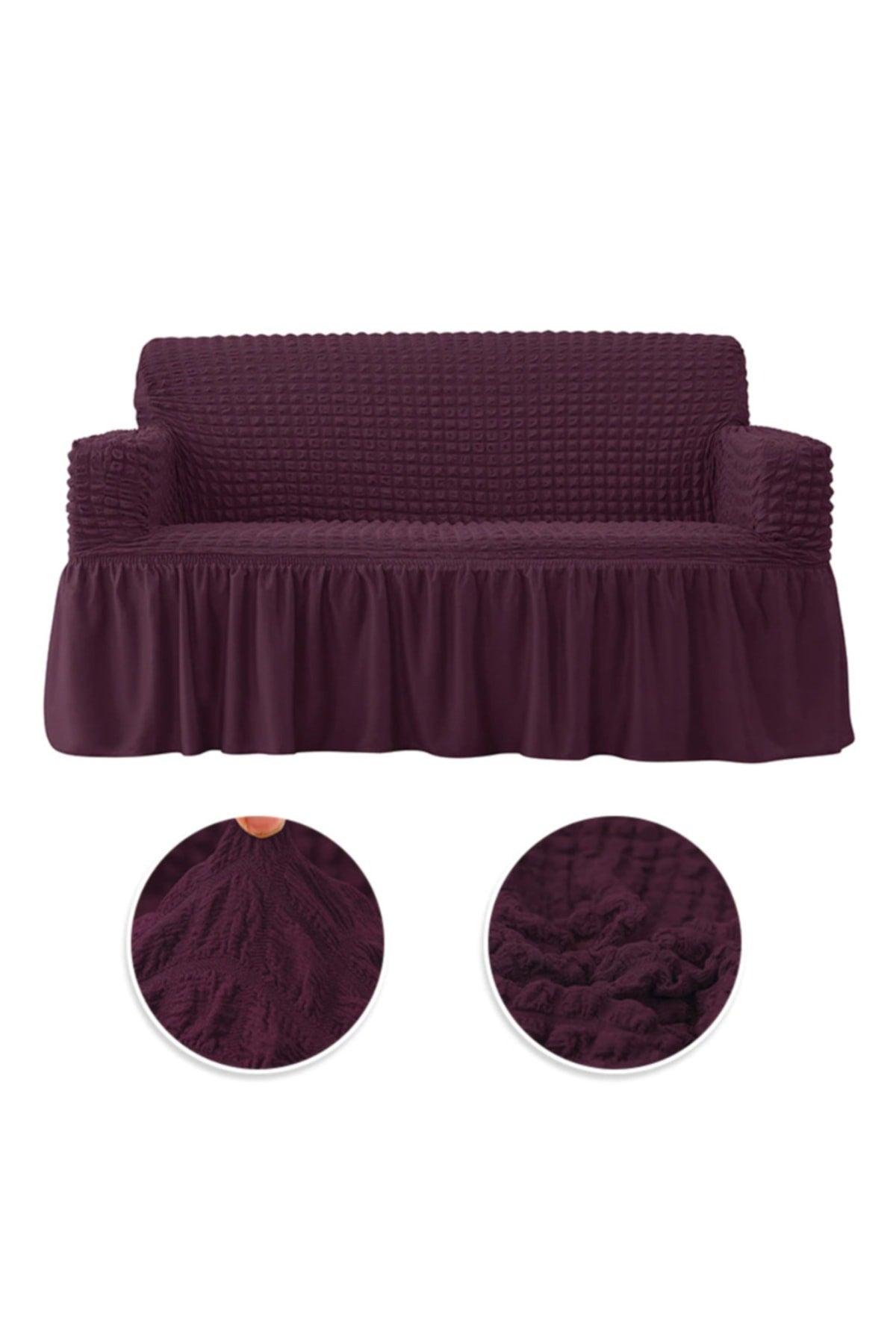 3 Seater Crepe Sofa, Sofa, Sofa Cover, Seat Cover (3 seater) 1pc Purple - Swordslife