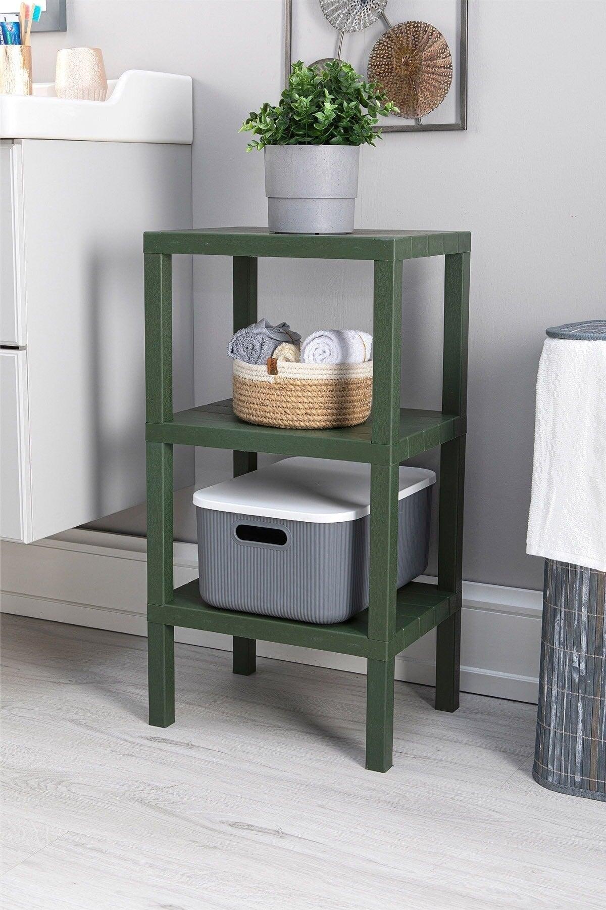 3 Tiers Plastic Shelving Unit Kitchen Shelf Bathroom