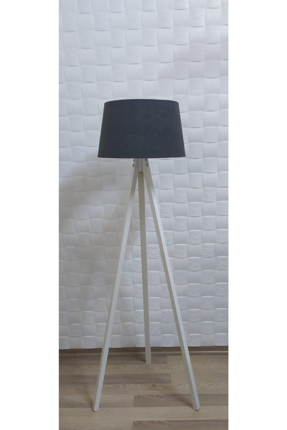 3 Leg Floor Lamp White Leg Dark Smoked Headboard - Swordslife