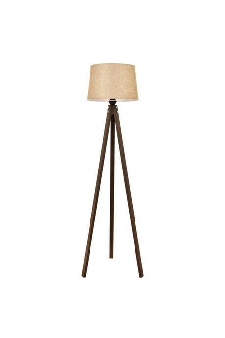 3 Leg Floor Lamp Tripod Leg Three Leg Wooden Lampshade Conical Fabric Head Tobacco Brown Leg 7020 - Swordslife