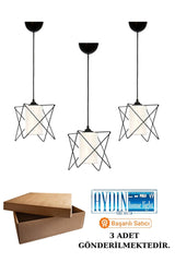 Triple Black Zigzag White Mica Glass Chandelier - Swordslife