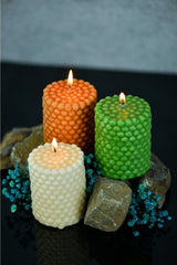 Triple Decorative Candle Green, coffee, cream - Swordslife