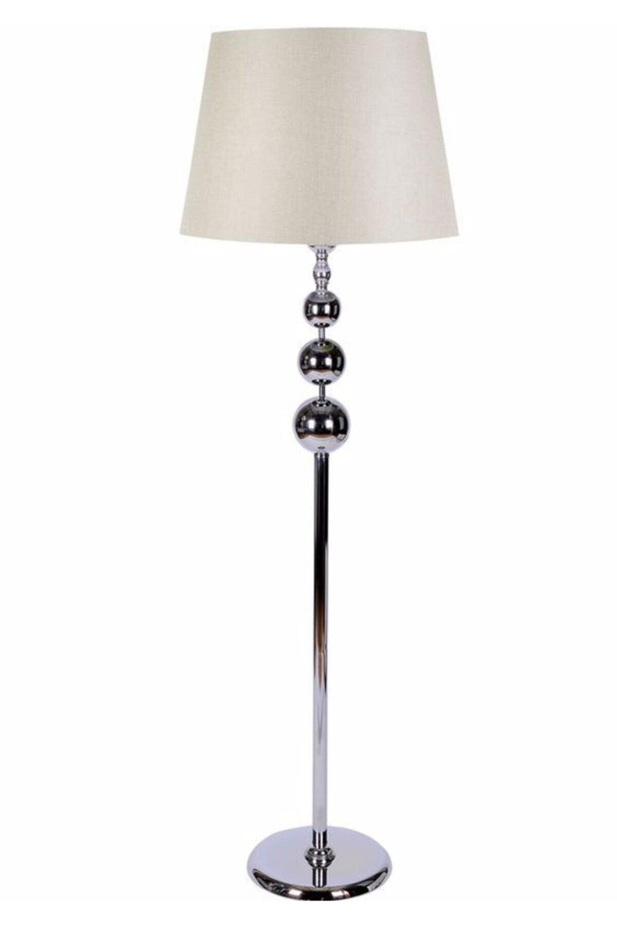 3 Piece Globe Chrome Metal Leg Floor Lamp Has Cream - Swordslife