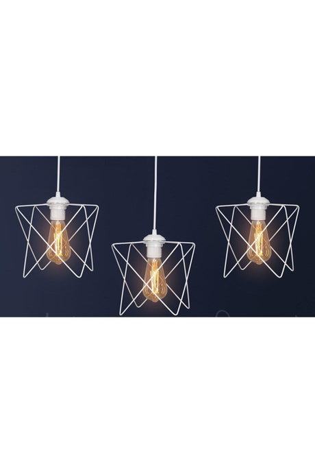 3-Piece Pendant Lamp Modern Special Design Star-triangle Chandelier (WITHOUT GLASS) White - Swordslife