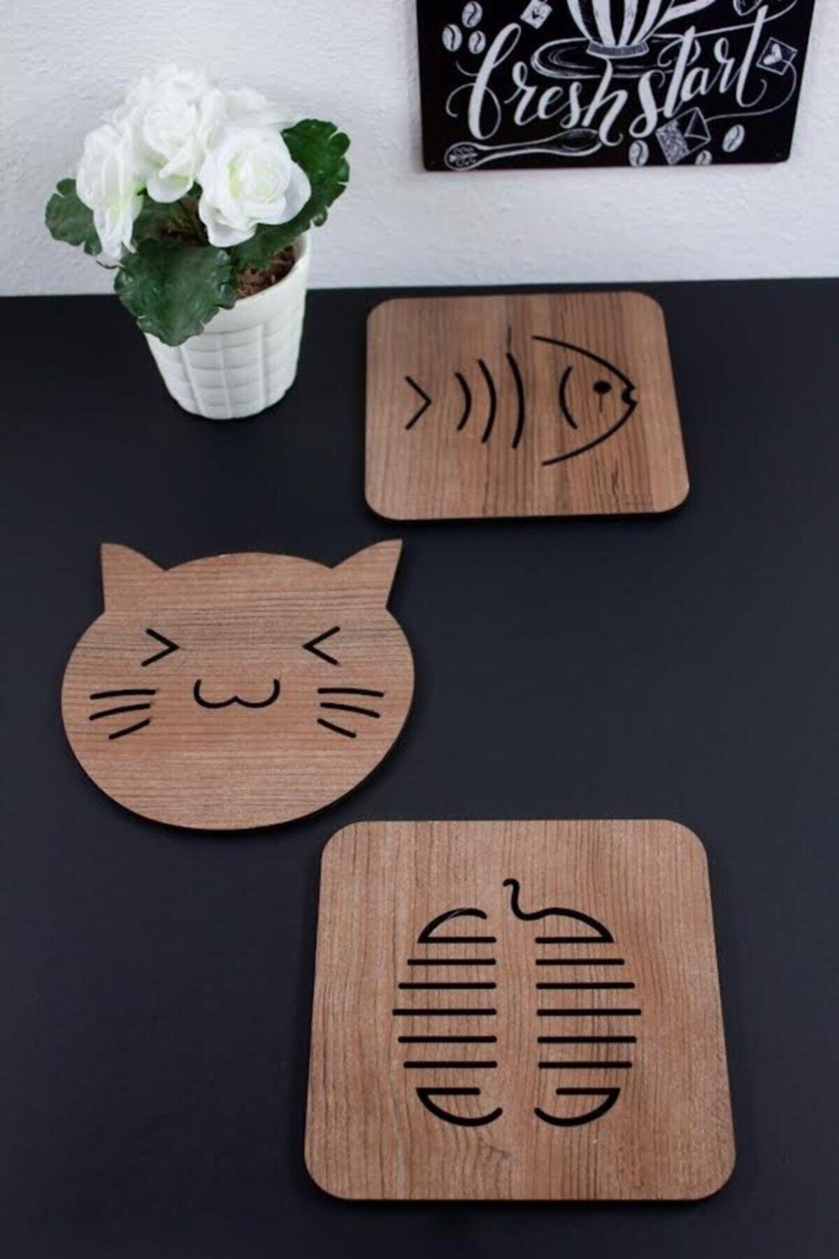 3 Piece Wooden Cookware Pan Teapot Base Trivet Set - Swordslife