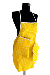 3 Pieces Yellow Kitchen Set Liquid Proof Kitchen Apron Heat Proof Oven Mitts And Holder Set - Swordslife