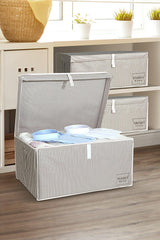 3 Pieces Multi-Purpose Storage Box with Lid Organizer Mega 60 X 40 X 30 Cm Gray - Swordslife