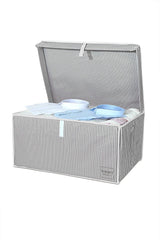 3 Pieces Multi-Purpose Storage Box with Lid Organizer Mega 60 X 40 X 30 Cm Gray - Swordslife