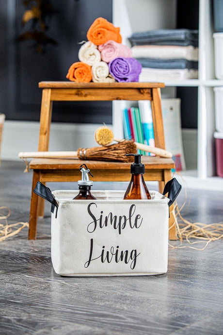 3 Pieces Simple Living Midi Canvas Rectangle Basket 15x24x15 Cm - Swordslife