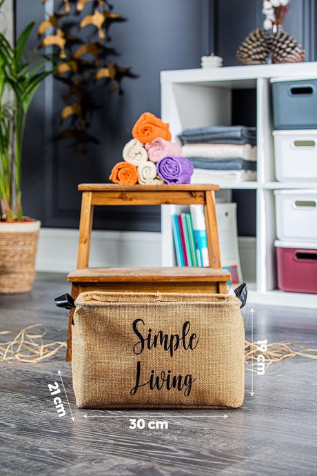 3 Pieces Simple Living Mini Jute Rectangular Basket 30x21x19 Cm - Swordslife