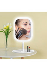 3 Color Led Portable Desktop Rechargeable Lighted Makeup Mirror 90 Degree Angle Rectangle White Led - Swordslife