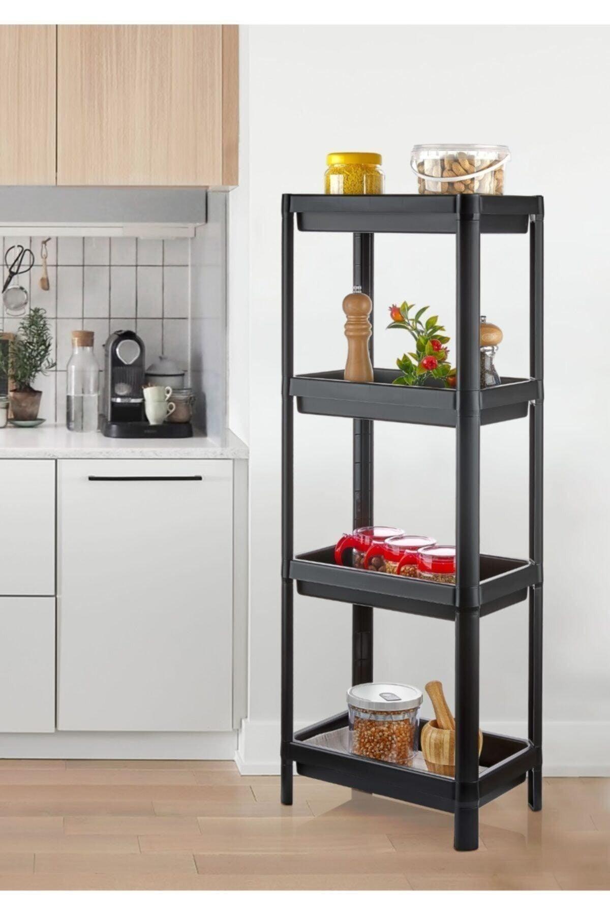 3 Section Bathroom Shelving Unit Black