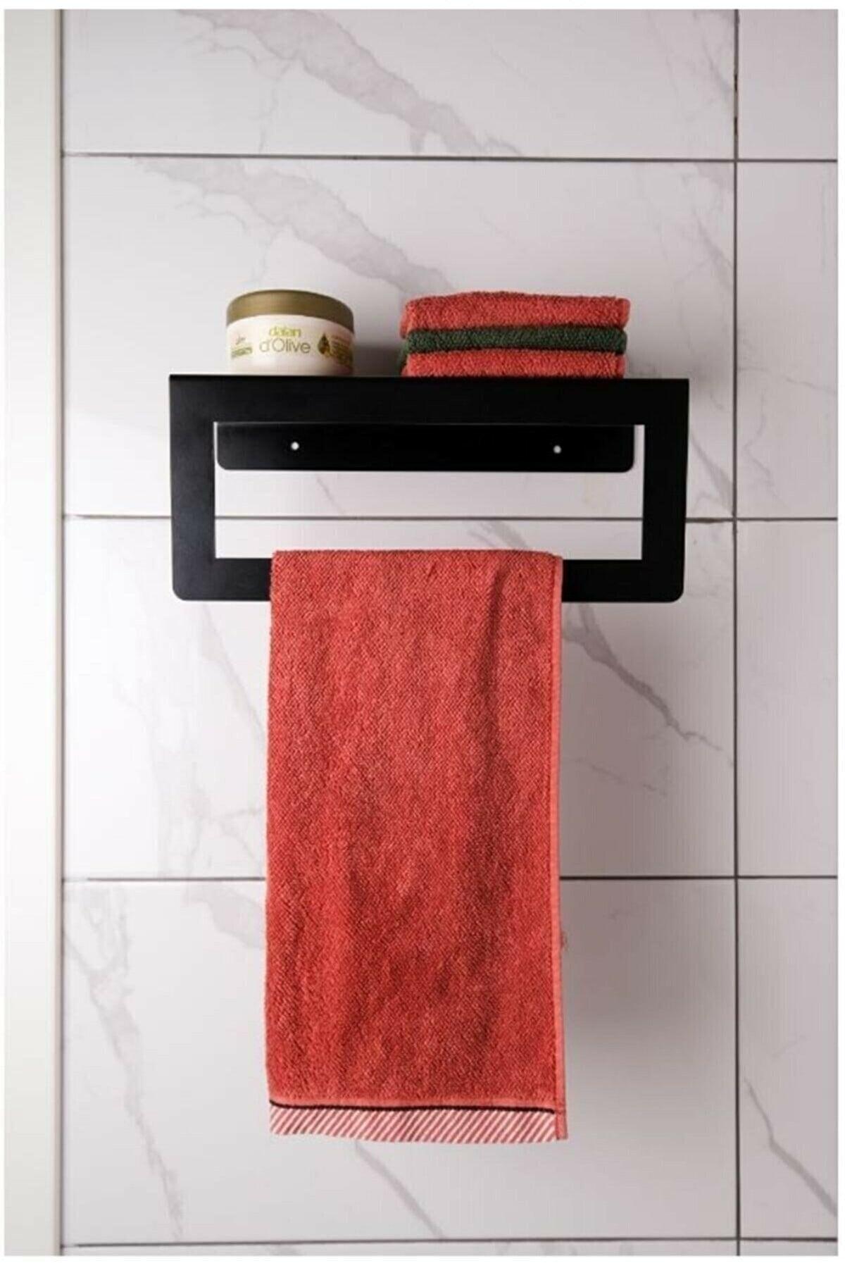 30 Cm Black Towel Holder Rack Metal Towel