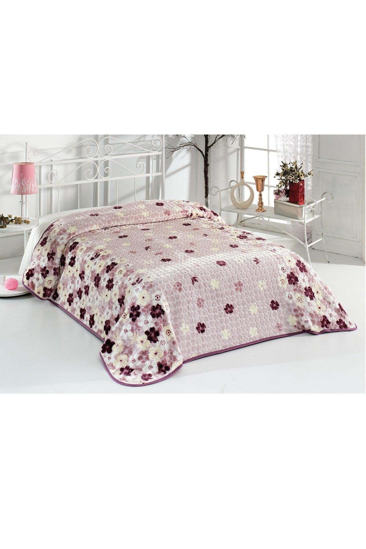 3.5 Kg Thick Supersoft Quality Flower Double Blanket Heart 220x240 Cm Powder (B13) - Swordslife