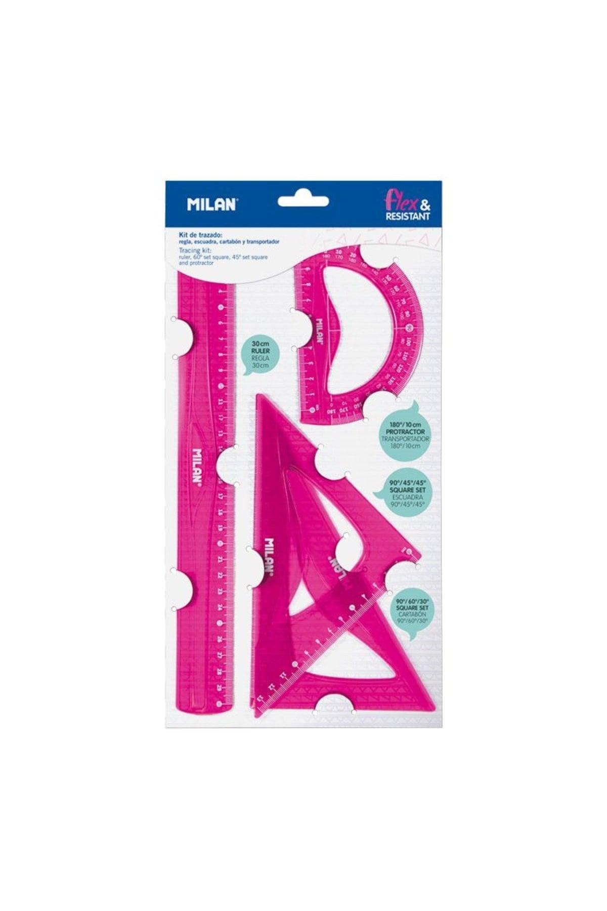 359801p Acıd Pink Flexible Ruler Set of 4