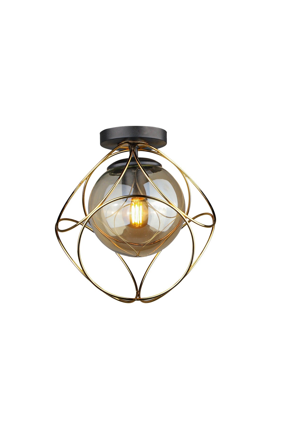 Suna Ceiling Mounting Single Chandelier Gold Honey Glass