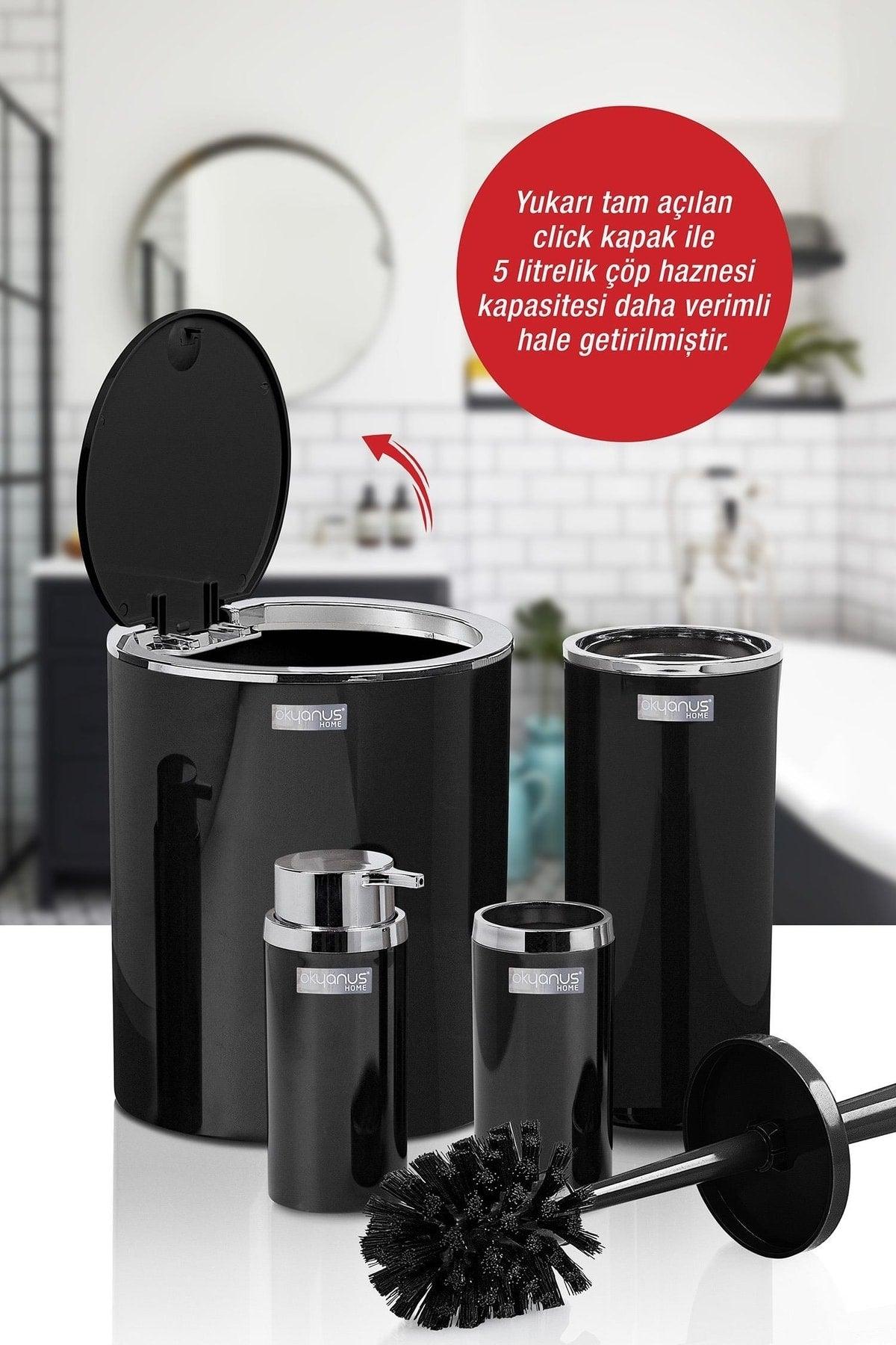 Black Round Chrome 4 Pcs Bathroom Set - Swordslife