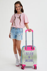 Kids Pink Silver Unicorn Patterned Luggage 16728