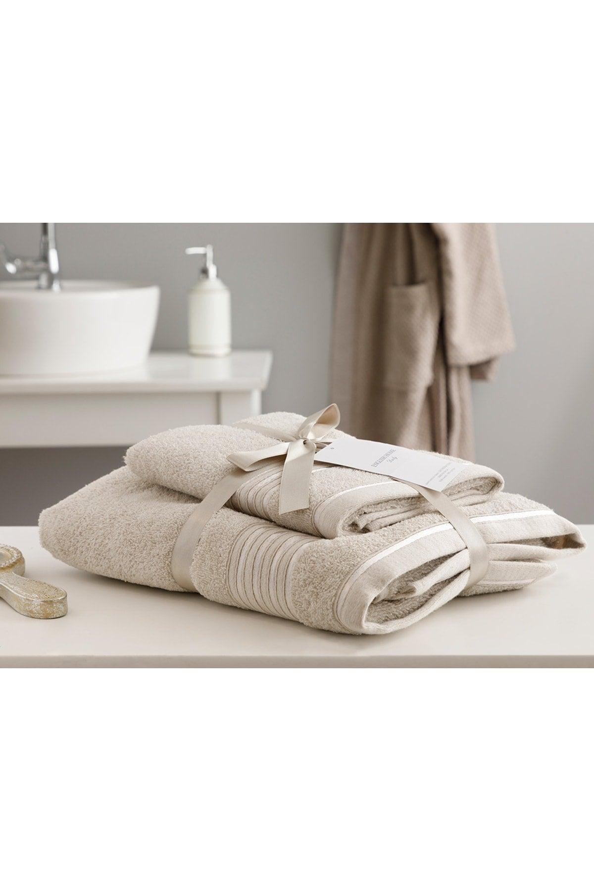 Romantic Stripe Flush Bath Towel Set 50x85cm + 70x150cm Light Gray - Swordslife