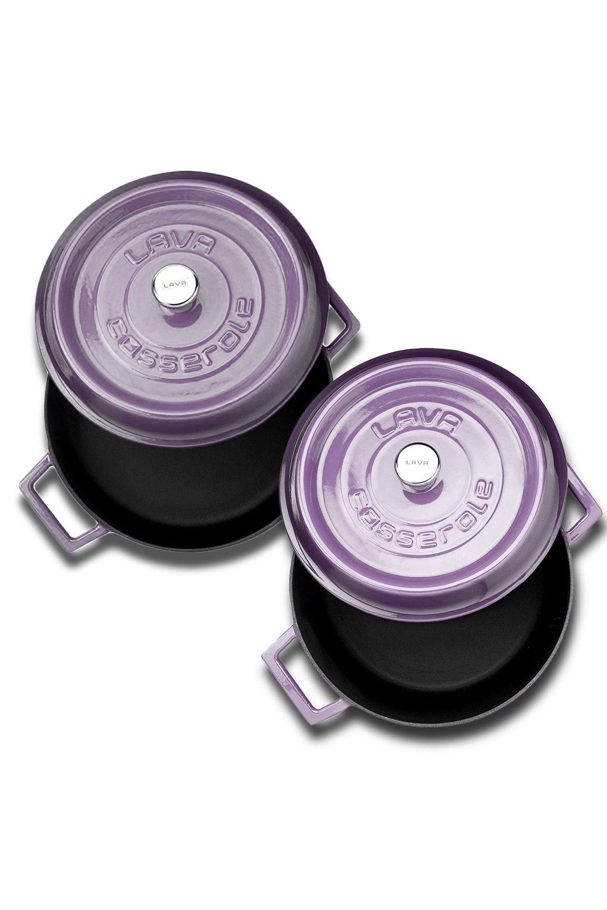 Cast Round Deep And Shallow 5 Piece Cookware Set Purple