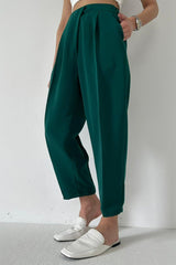 High Waist Premium Crepe Fabric Pleated Design Trousers - Swordslife
