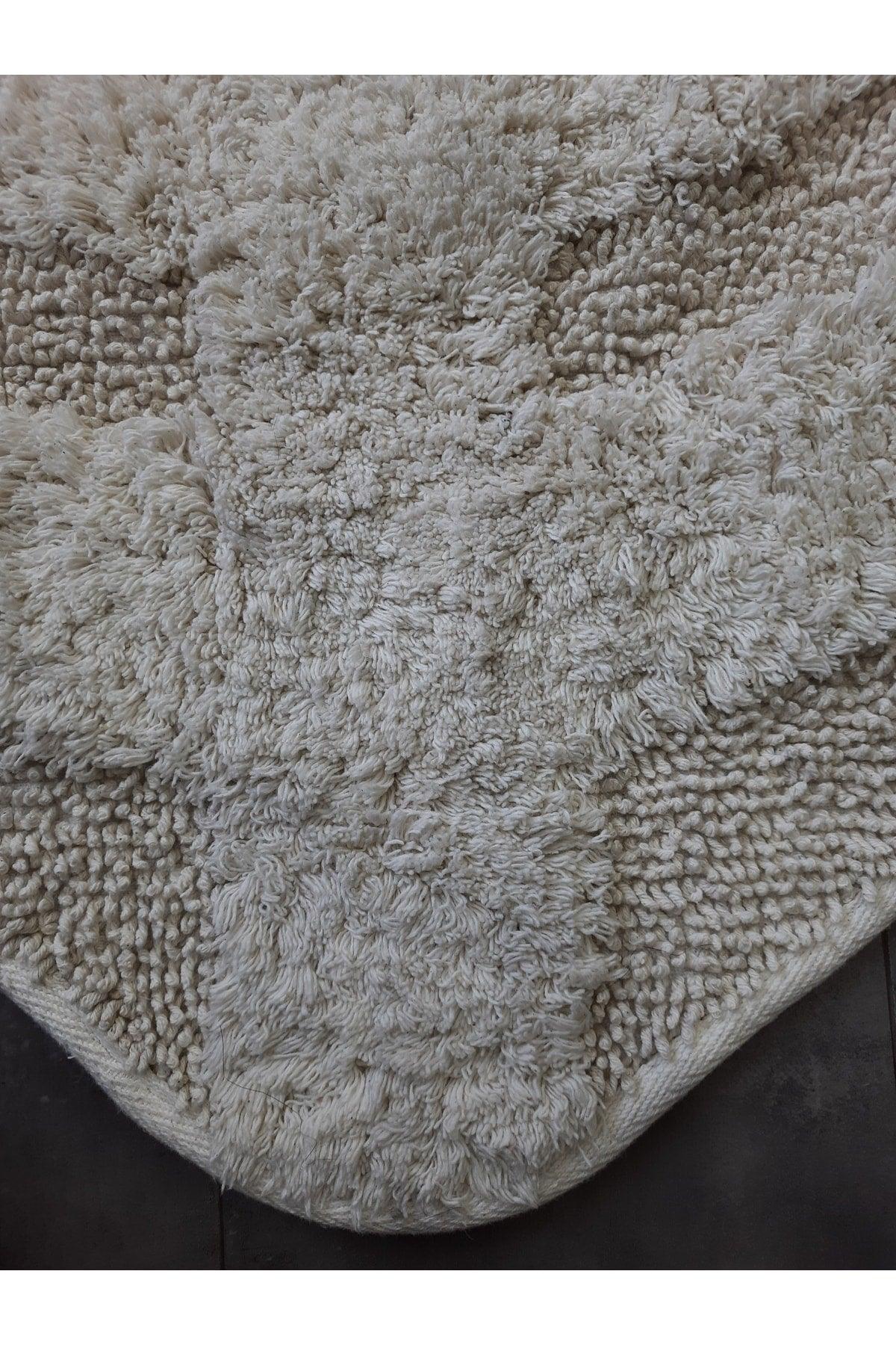 Leaf Cream Natural Cotton Bath Mat 100x100 Cm One Piece Tufting Woven Mat - Swordslife